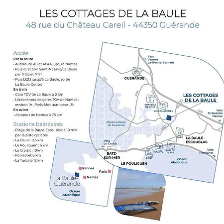 Cottage Familial Climatise-Chauffe-Nature-Ocean Guérande